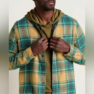 NWT Toad&Co S 100% Recycled Airsmyth Long Sleeve Plaid Flannel Shirt London Fog
